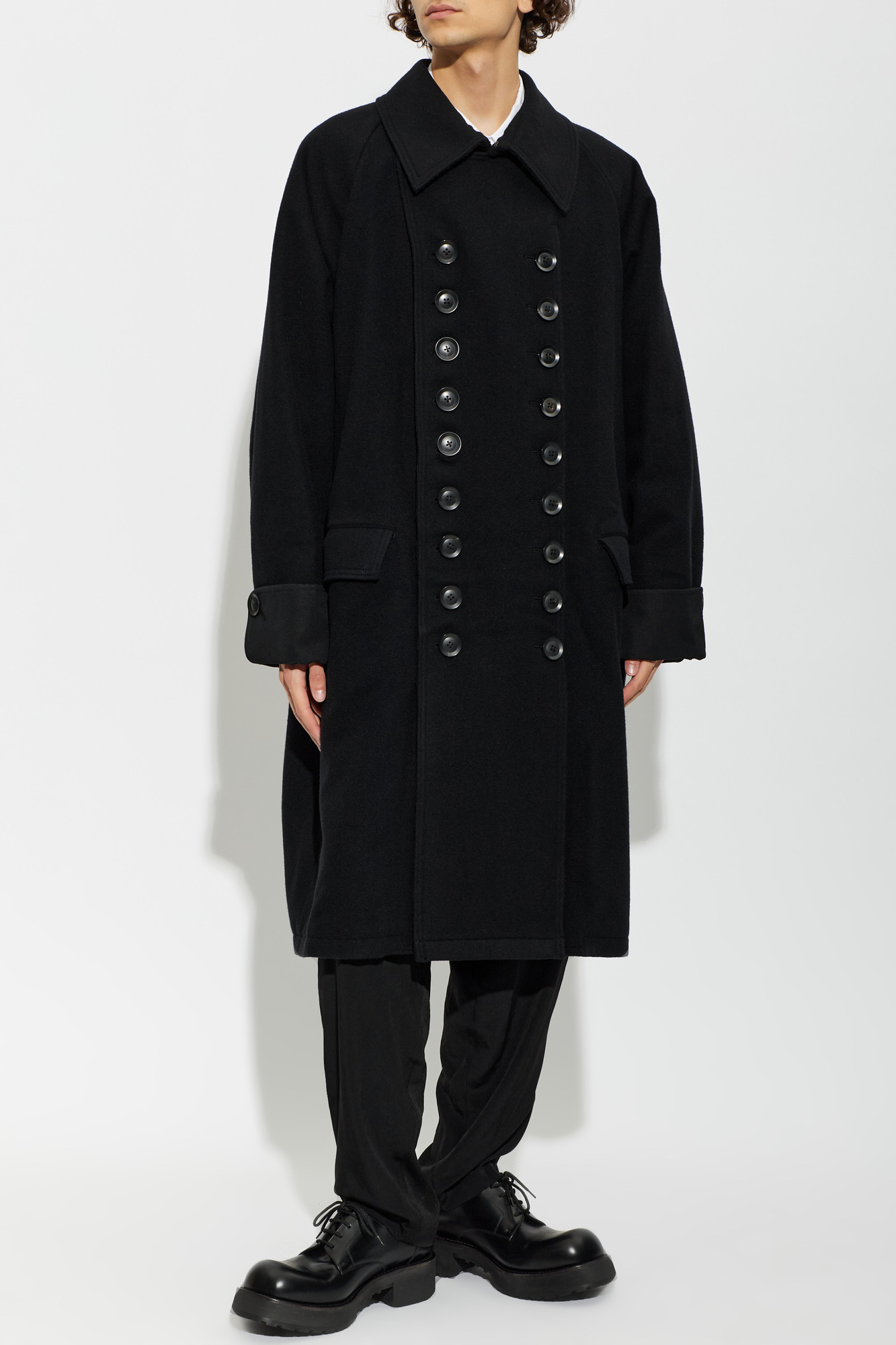 Black Wool double-breasted coat Yohji Yamamoto - Vitkac AS